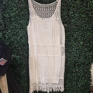 Ralph Lauren White Sleeveless Fringe Garment